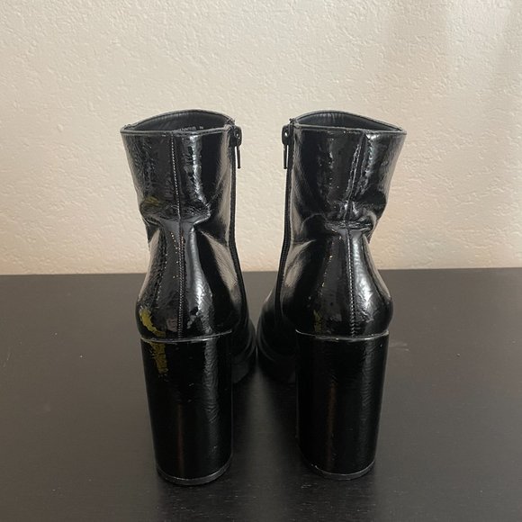 Steve Madden Vintage black patent chunky heeled ankle boots Black 9 - Picture 7 of 12